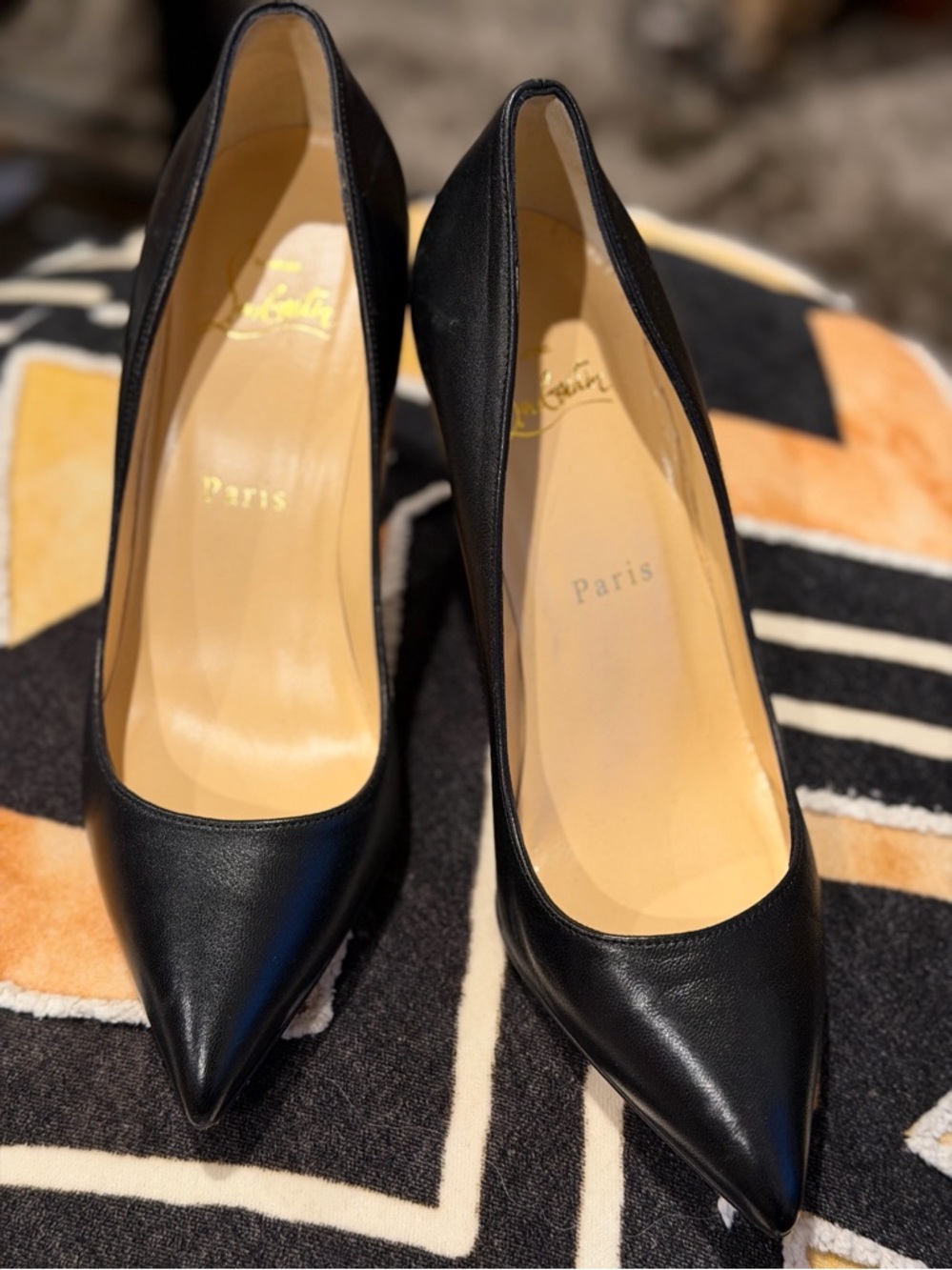 Christian Louboutin Black Pointed Leather Stiletto Pumps